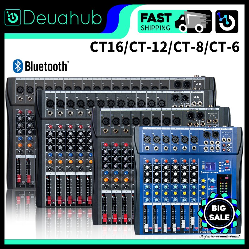 Deuahub AUDIO Mixer CT-6/CT-8/CT-12/CT-16 6/8/12/16channel Bluetooth Usb Mp3 Audio Power Mixer Multi