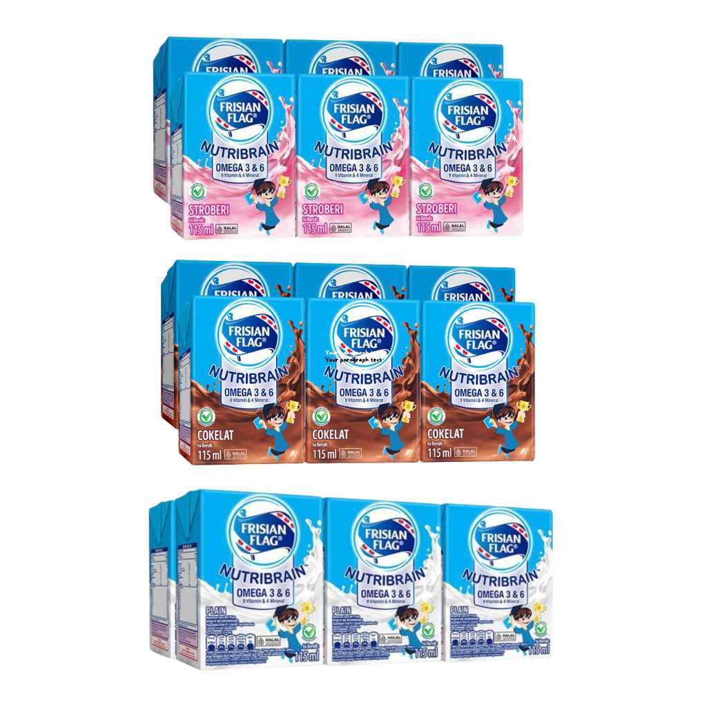 

Frisian flag omega uht strawberry / coklat / plain 6 x 115 ml