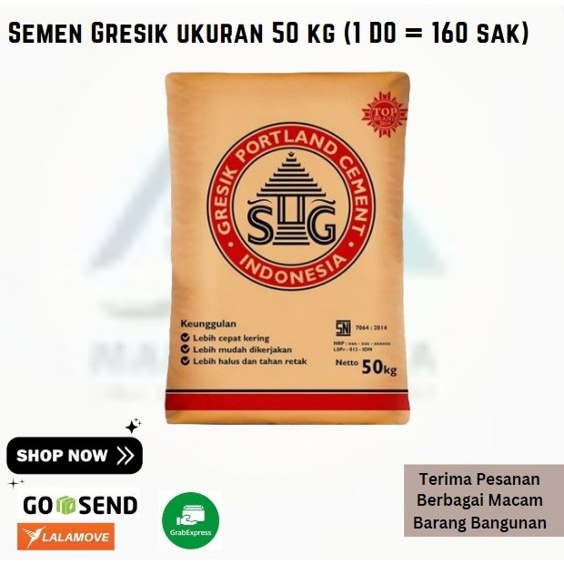 Semen Gresik ukuran 50 kg (1 DO = 160 sak)