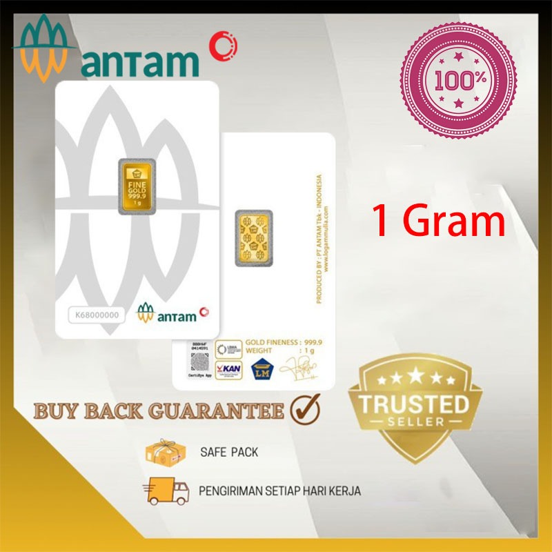 Emas Antam 1gram mulia logam sertifikat asli LM 1g 1gr 1 gr 1 gram 24k 24 karat kotak vertikal press