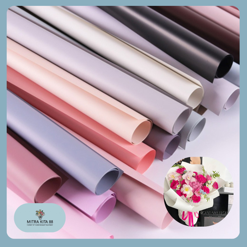 

Flower Wrapping Cellophane Plain Soft Pastel Kertas Buket Bunga Full Color Solid Polos Opp KB04