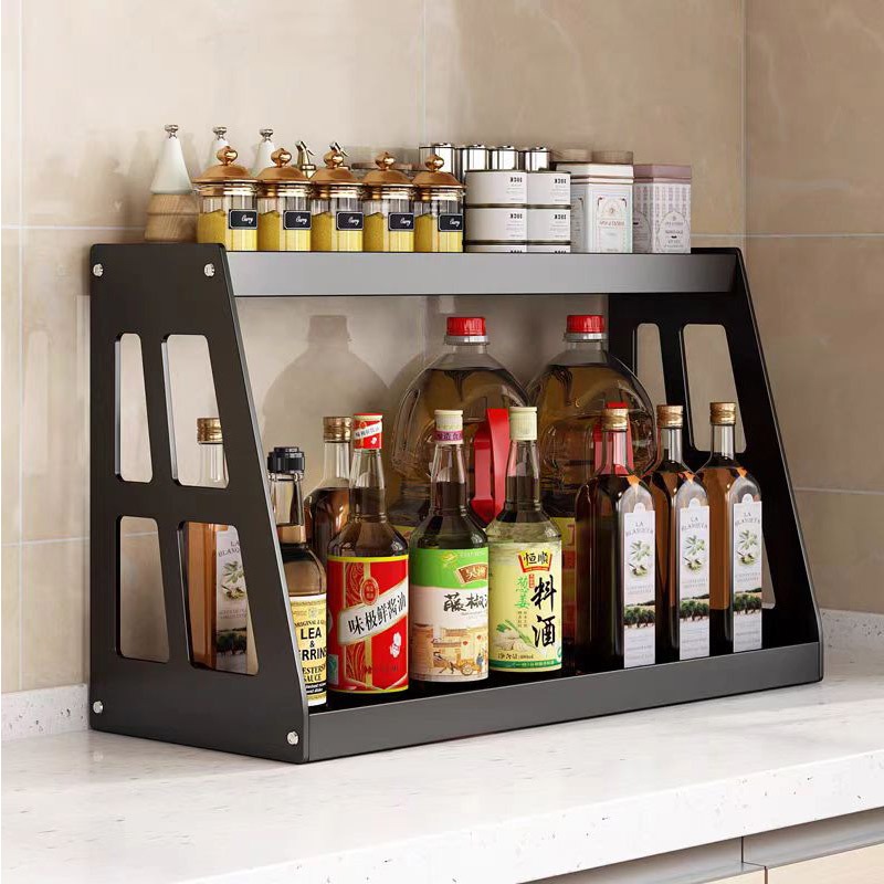 Rak Bumbu Dapur Stainless Steel Rak Botol Bumbu Rak Meja Makan Serbaguna Rak Bumbu