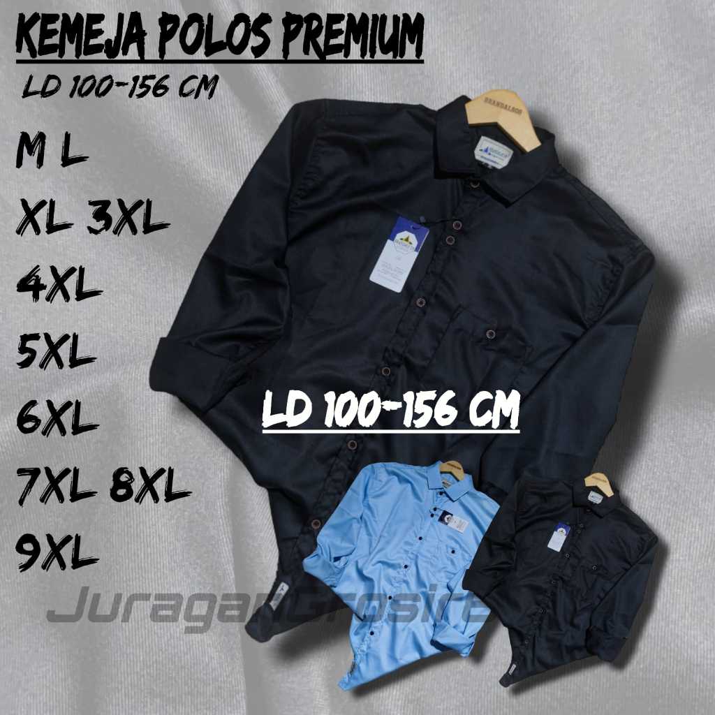Kemeja Polos Jumbo Lengan Panjang Pria Wanita Bigsize Premium Ld 120 125 130 140 150 Casual Cocok Un