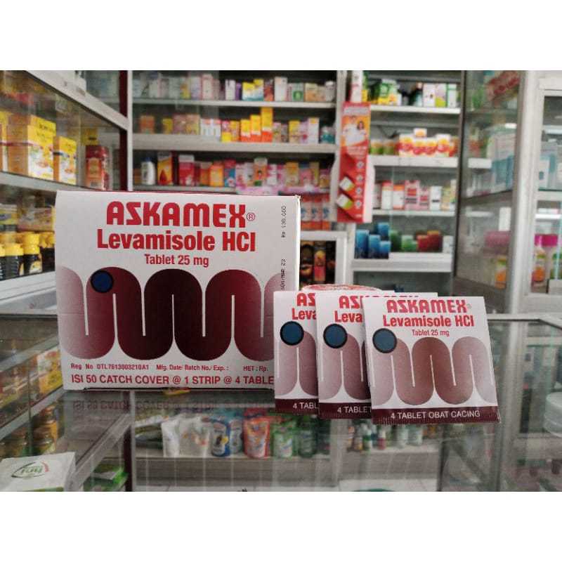 Askamex Levamisole HCI 1 Strip @4Tablet | Obat Cacing