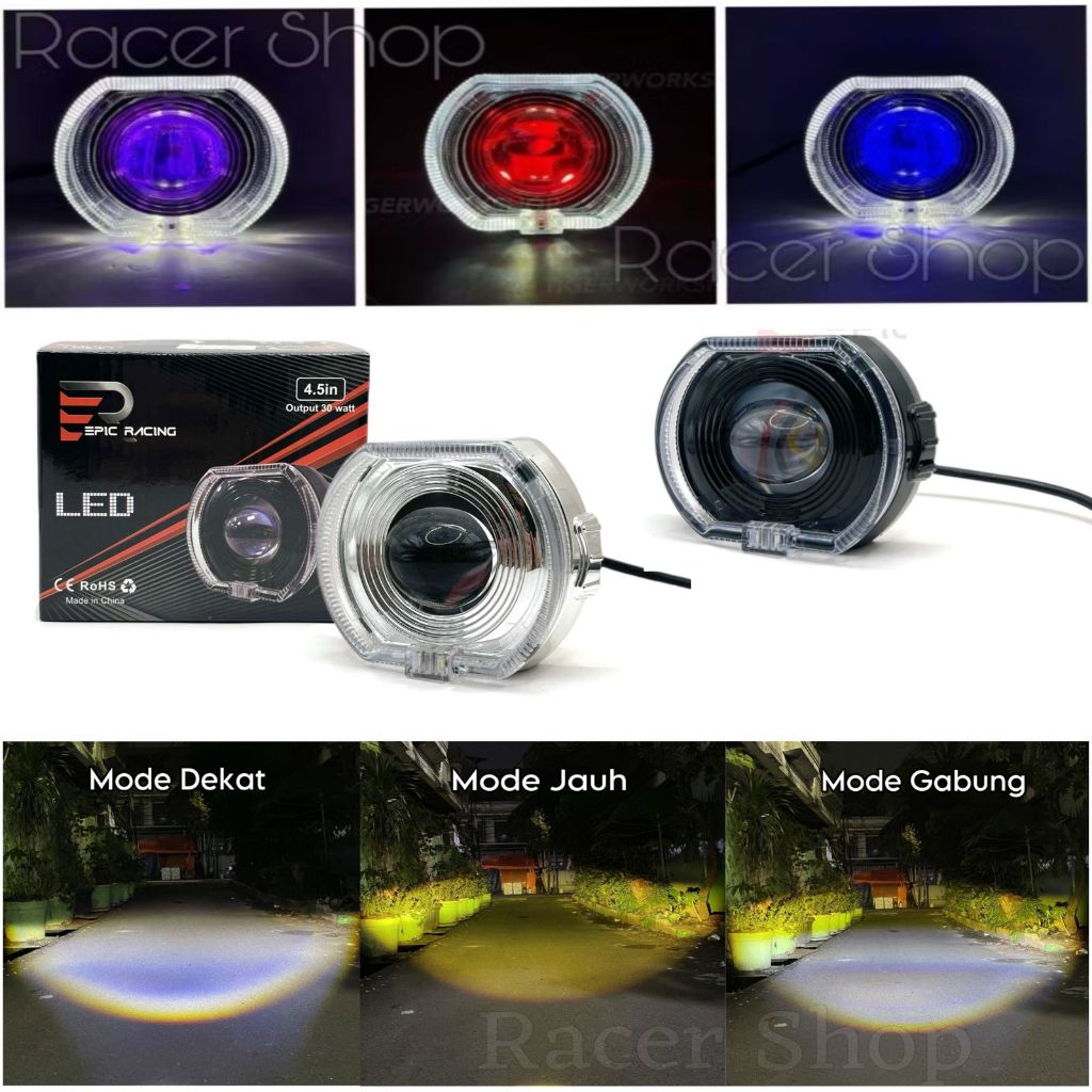 ORIGINAL BILED ALA ALA New Projie Biled 4.5 inchi cahaya Laser Cut Off jauh dekat 30watt plus devil 