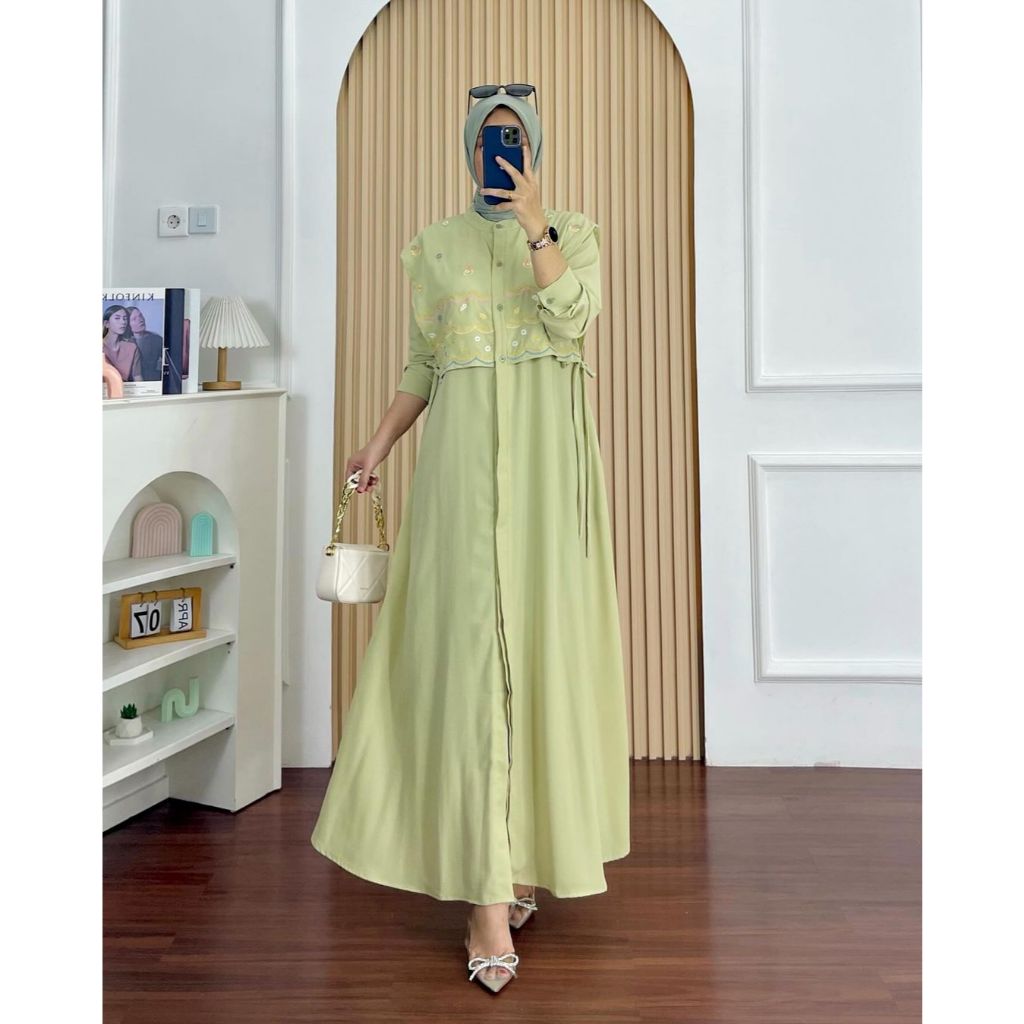SORAYA DRESS MAXY TERBARU MEWAH BAHAN CERUTY BABYDOLL MIX BORDIR CANTIK UKURAN M,L,XL DAN XXL KEKINI