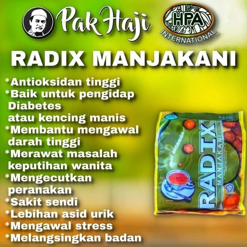 

RADIX TEA MANJAKANI ORIGINAL ASLI DARI HPA MALAYSIA KEMASAN POUCH ISI 15 SACHET