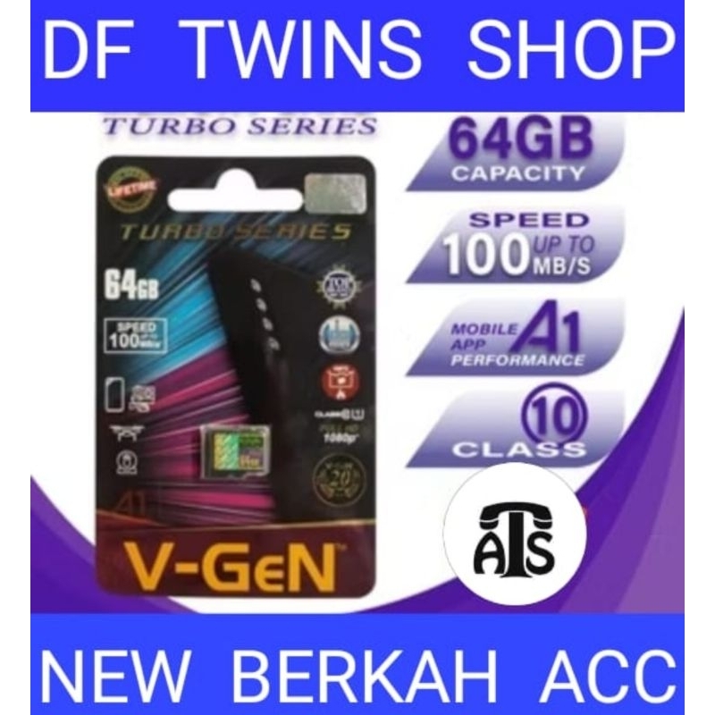 Memori V-GEN 64GB Original Class 10 Turbo Series Micro SD Card Original 64 GB Kartu Memori 64GB Orig
