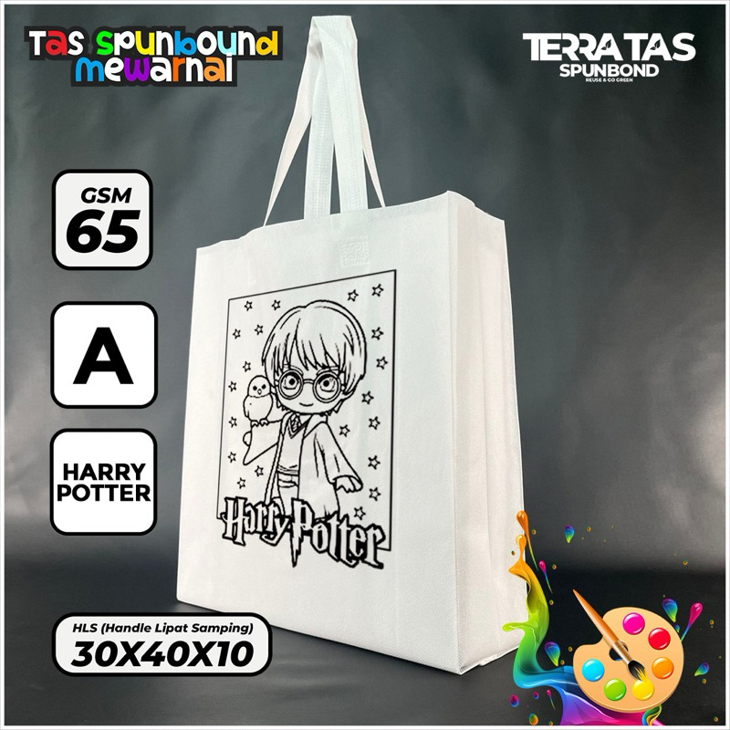 

New Premium Special Edition Tas Mewarnai Melukis Motif Lucu Souvenir Goodie Bag 65 GSM 30x40x10 Putih