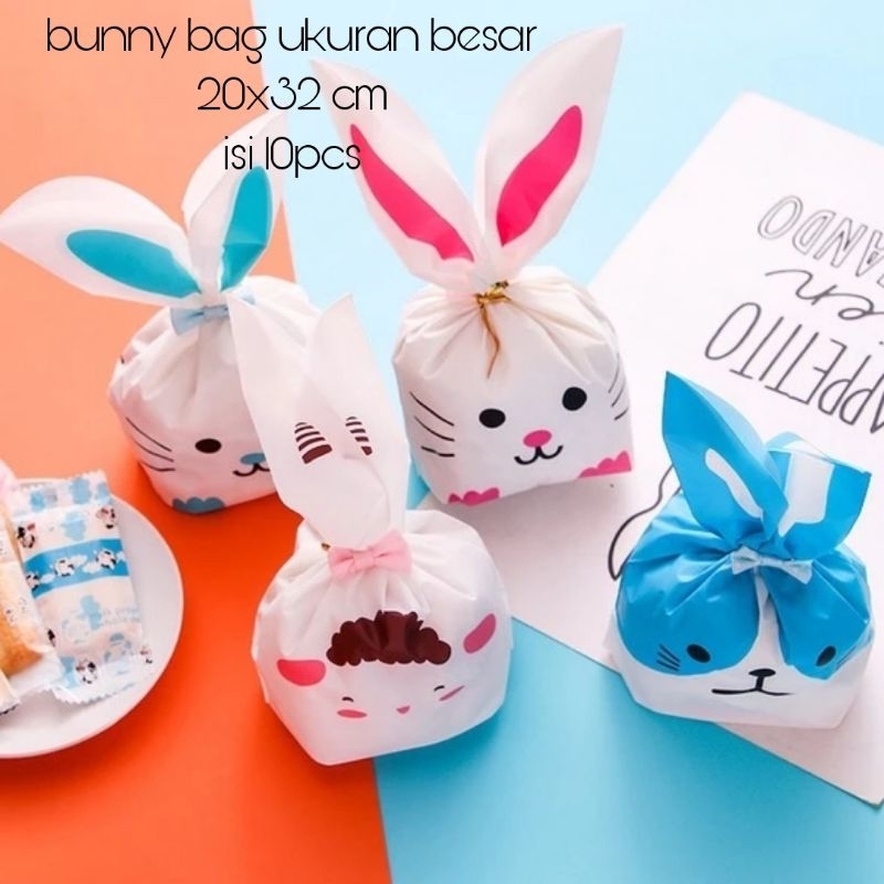 

10pcs plastik rabbit souvernir ultah 20x32cm /goddie bag Large bisa untuk snack