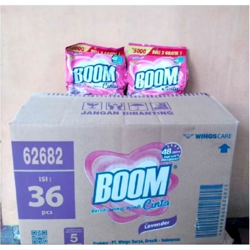 1 Dus Isi 36 Detergen Bubuk BOOM 225 Gram/ Deterjen Boom 5000/ Boom Lavender/ Sabun Detergen/ Deterg