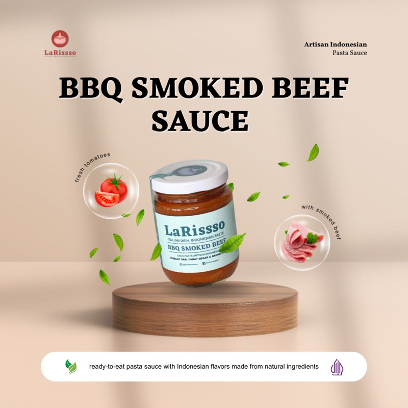 

Saus Pasta BBQ Smoked Beef LaRissso kemasan jar 250gr
