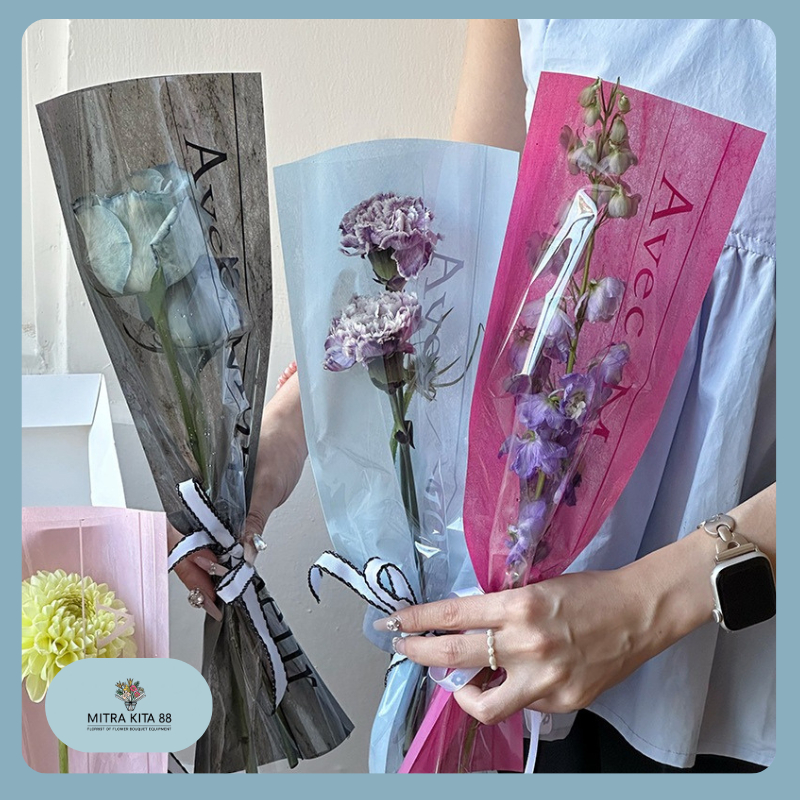 

Isi 20 LEMBAR Plastik Buket Bunga 1 Tangkai Single Flower Bouquet Kado Valentine Wisuda SF02