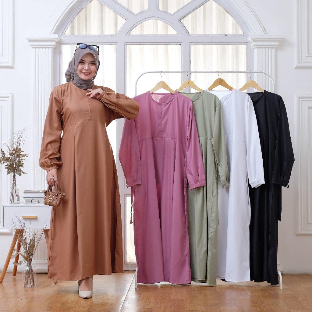 DNA Hanum Dress Gamis Basic Jumbo Katun Toyobo Fodu LD 115-120 CM