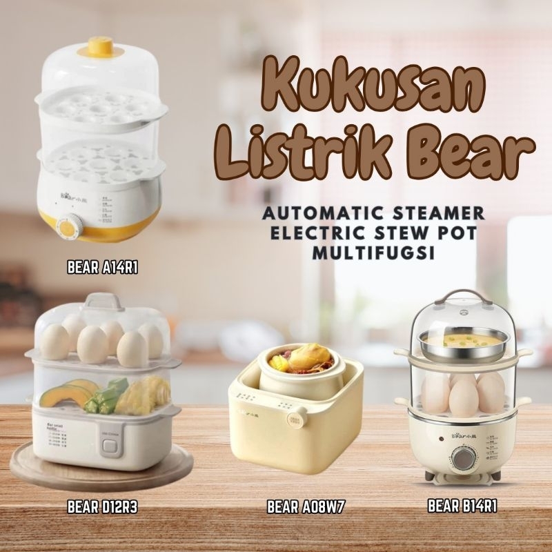 [BS COD] Bear Egg Steamer Elektrik 2 Susun Stainless Egg Boiler Steamer Food kukusan bakpao - kukusa