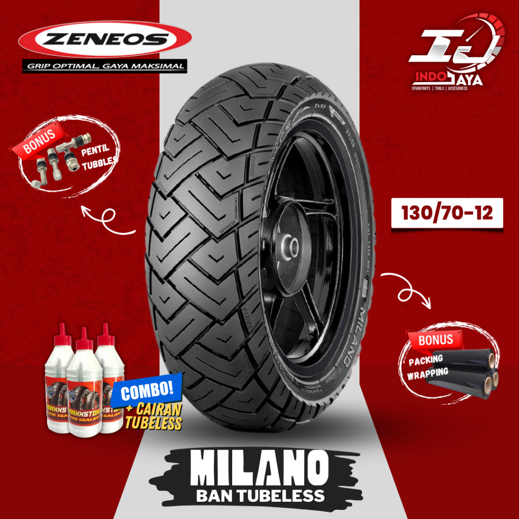 [READY COD] BAN LUAR ZENEOS TUBELESS MILANO RING 12 (130/70-12) R12 / MILANO / BAN LUAR DEPAN BELAKA