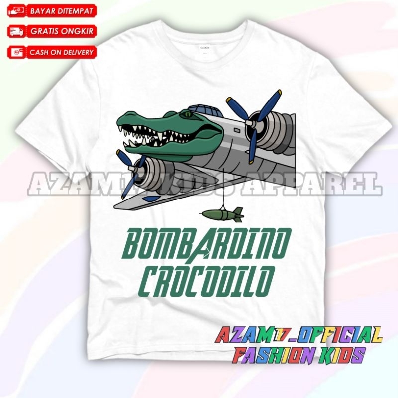 (BISA COD) Kaos Anak Baju Anak Bombardino Crocodilo Anomali Free Nama / Kaos Tshirt Anak Anomali Bom
