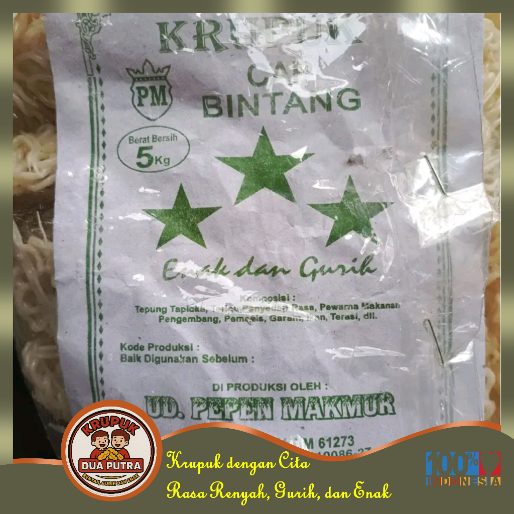 

Krupuk Mawar Mini Putih Mentah Cap Bintang Gurih Lezat Enak