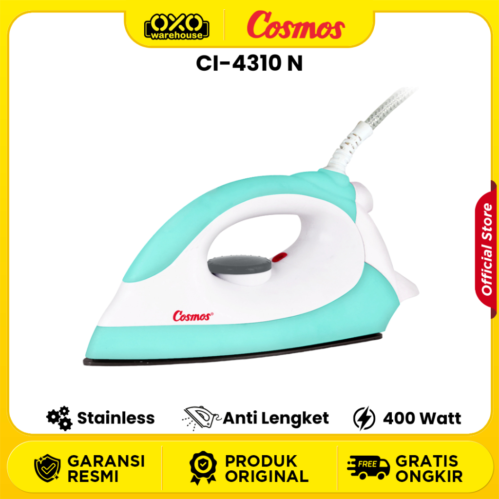 COSMOS Electric Iron CI-4310 N Setrika Non Stick Soleplate + Jet Spray Garansi Resmi