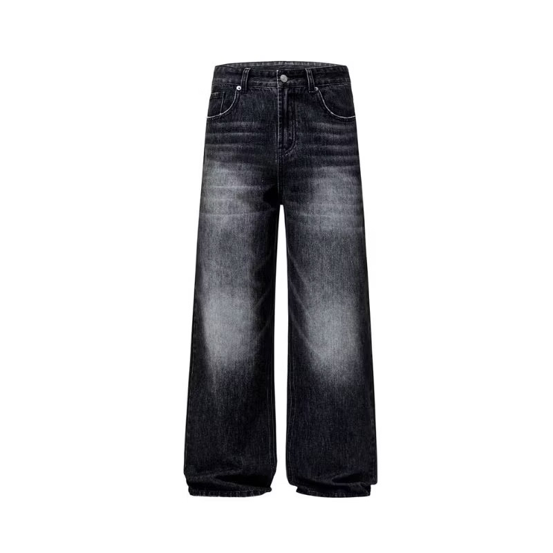 Baggy Jeans Pria Jeans Gombrong Pria Loose Fit Motif Fedding Saku Bordir