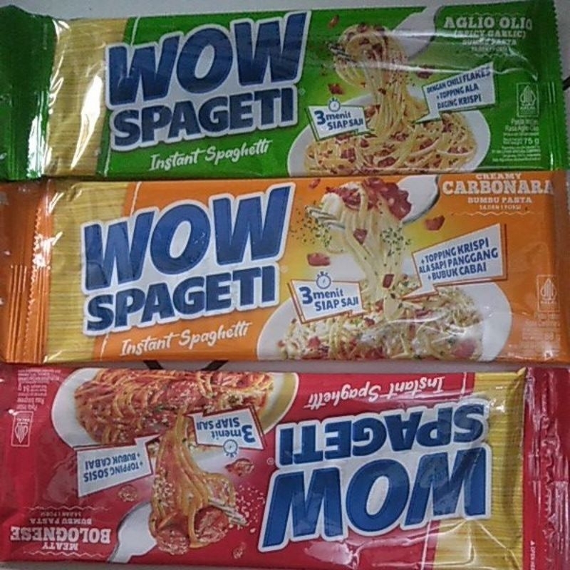 

Wow spageti instant sphghetti warna hijo/merah/kuning 1 renceng 5 pcs