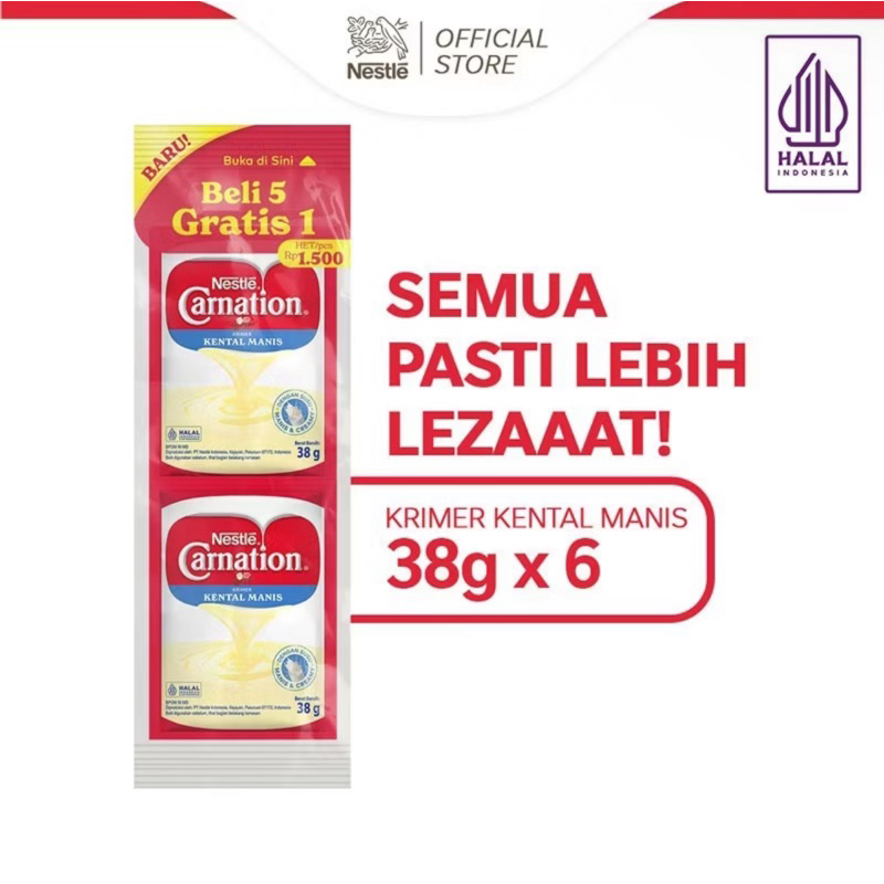 

Carnation Krimer Kental Manis Sachet 6x38gr