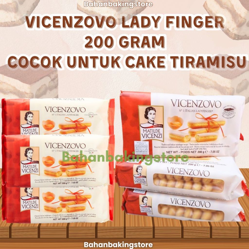

MATILDE VICENZI VICENZOVO LADYFINGER 200 GRAM / BISKUIT UNTUK TIRAMISU / BISCUIT LADY FINGER FOR CAKE 200GRAM