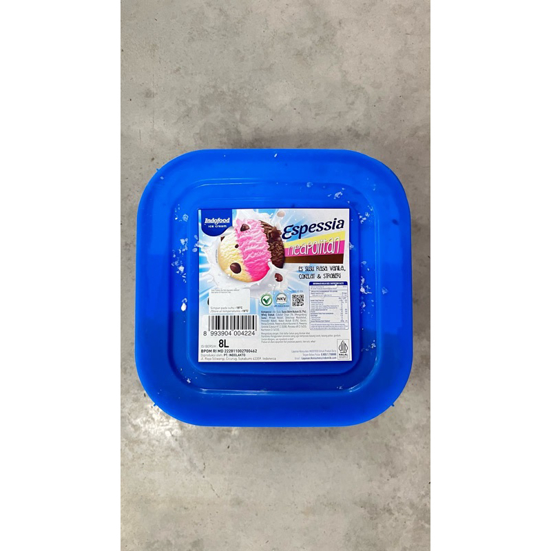 

ESPESSIA INDOESKRIM ESKRIM INDOFOOD 8LT WITH CHOCHIPS BULK BIRU