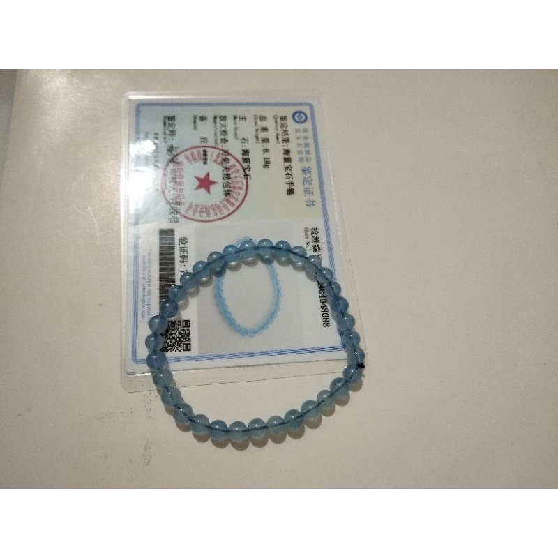 Gelang crystal aquamarine sertifikat