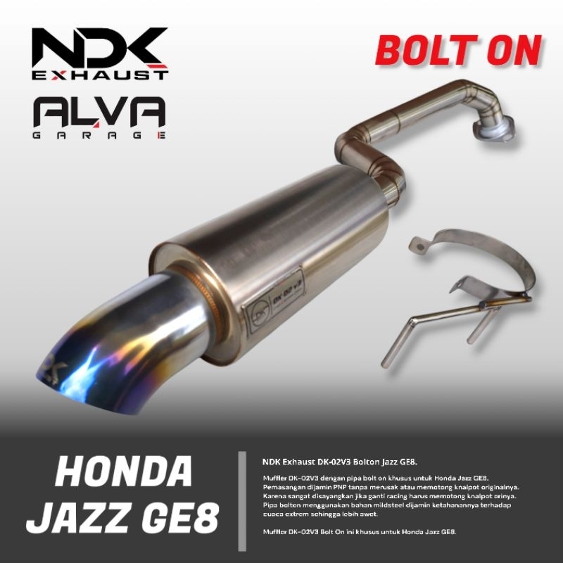 Muffler DK-02V3 Bolton Jazz GE8 merk NDK Exhaust Knalpot Racing Mobil Jazz GE8 Knalpot Mobil Jazz GE