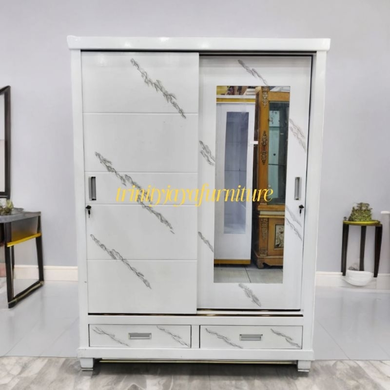 Lemari Pakaian 2 Pintu Jumbo Mini Marble Bahan Multiplek/trinityjayafurniture