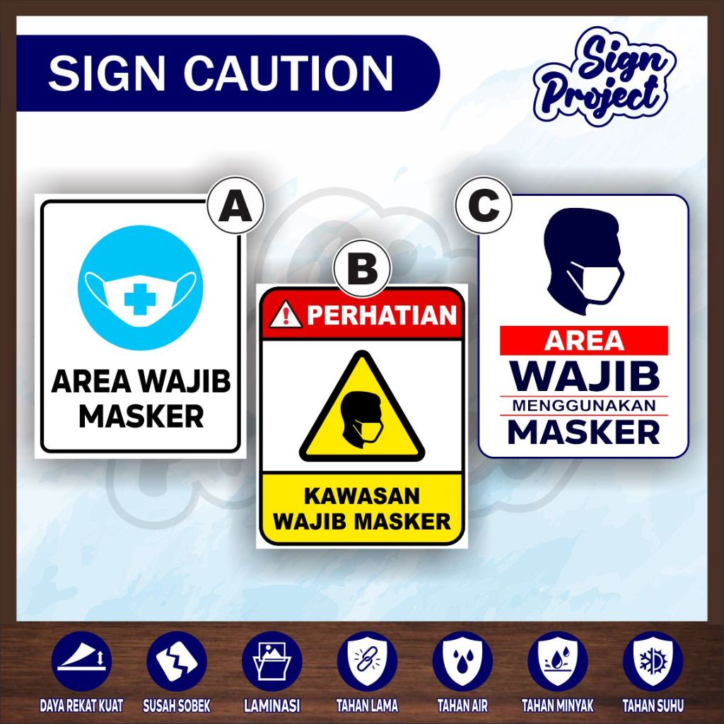 

Stiker Peringatan | Sticker Warning Sign | WAJIB PAKAI MASKER/Sticker Waterproof Stiker Kawasan Wajib Pakai Masker/Stiker Kesehatan/Stiker Pabrik B3