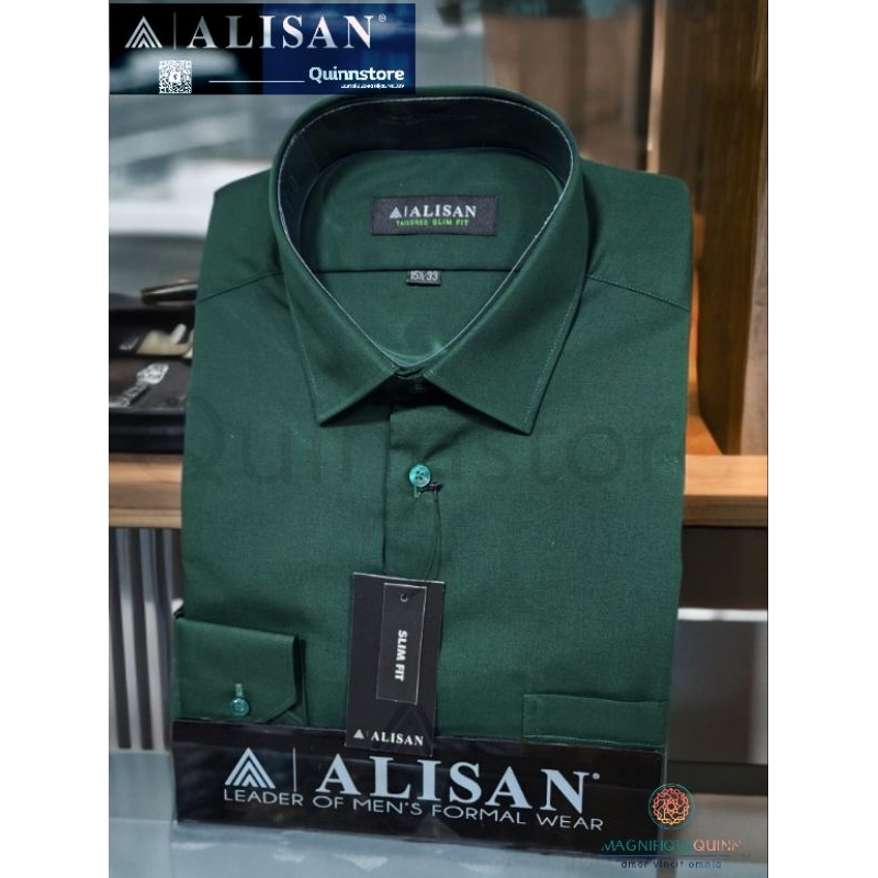 ALISAN Original Kemeja Polos SLIM FIT Lengan Panjang - HIJAU BOTOL #1