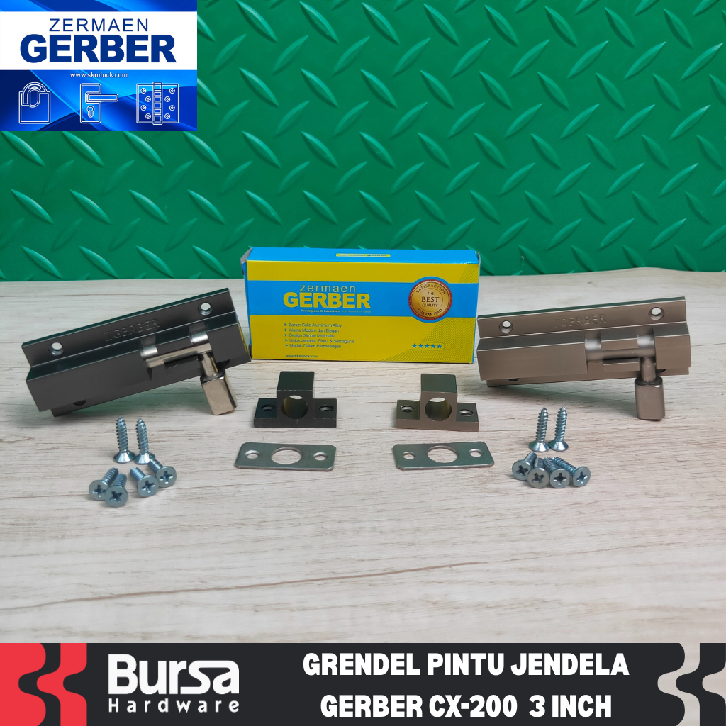 Grendel Slot Kunci Pintu Jendela Gerber CX 200 MSN dan MTS 3 Inch solid Aluminium