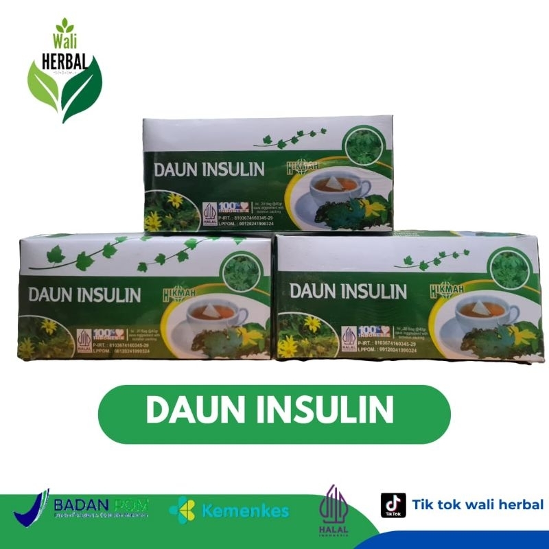 

Teh celup daun insulin paket hemat 3 BOX HIKMAH. 100% organik Herbal alami Tea Instan