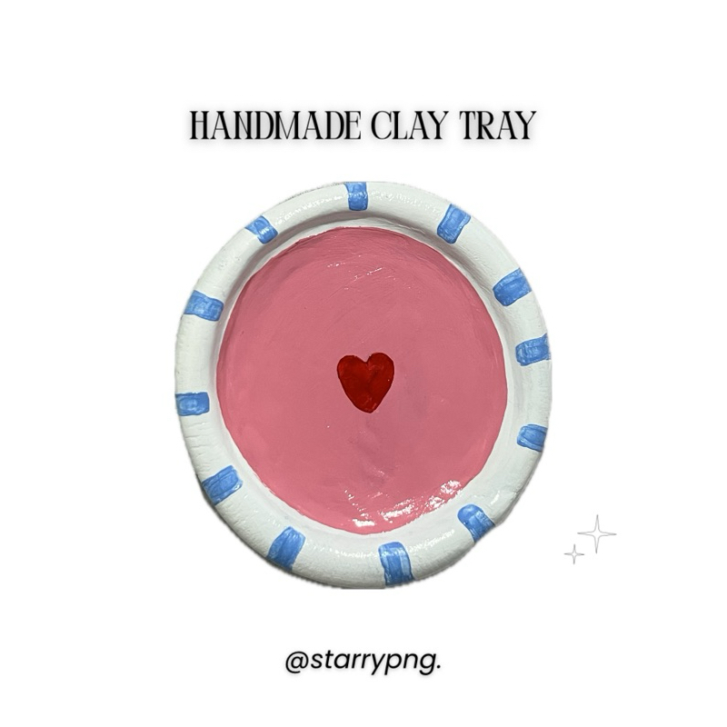 

Handmade clay tray. pink heart design clay ( baca deskripsi )