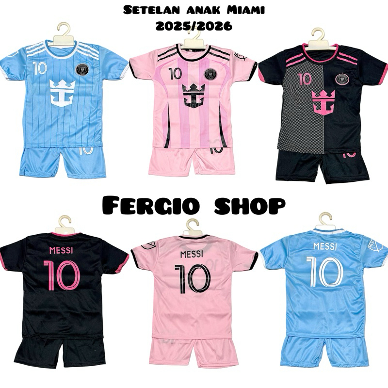 NEW - SETELAN BAJU BOLA ANAK MIAMI MESSI/ KAOS BOLA ANAK TERBARU MIAMI/ BAJU BOLA ANAK MESSI/ BAJU