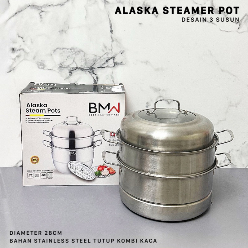 STEAMER POT 3 SUSUN / PANCI KUKUS 3 SUSUN / ALASKA STEAMER POT