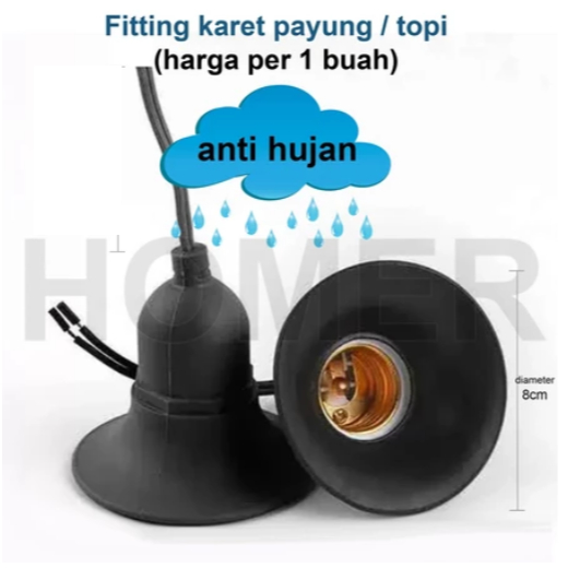 Fitting lampu outdoor Gantung Karet E27 Fitting Topi payung Karet Anti Air hujan
