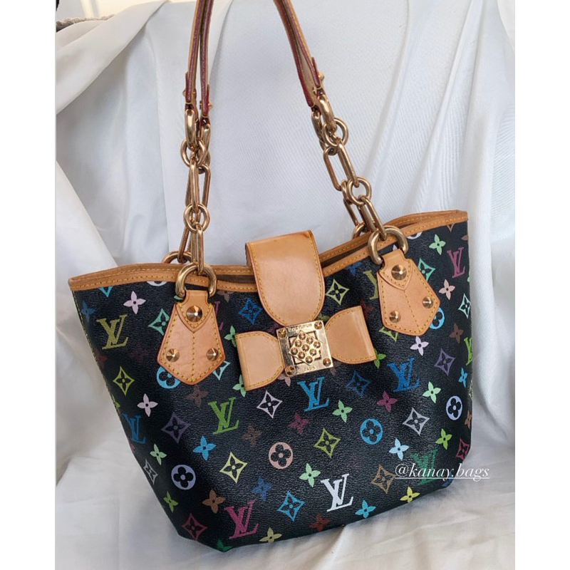 L/ annie multicolor black x Takashi murakami tote bag