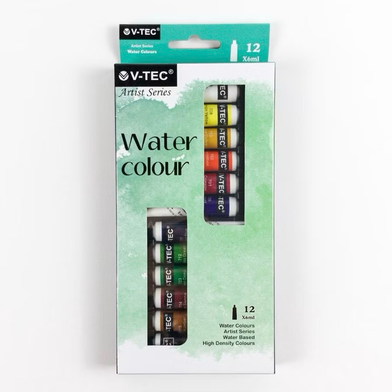 

V-Tec Watercolour VT-1325 Tube 6ml 12 Warna / Cat Air Vtec Water Color