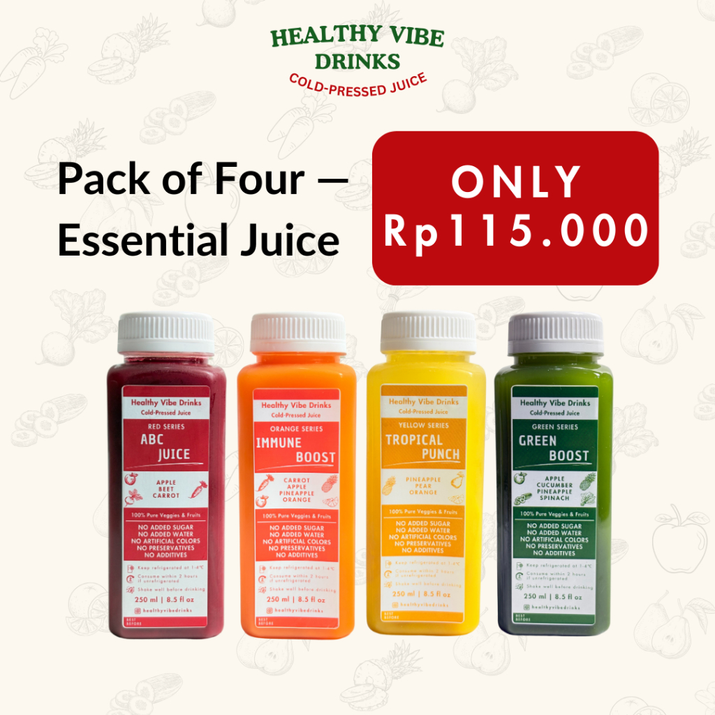 

Paket Jus Detox Cold Pressed Juice 4 x 250ML (100% Murni Buah dan Sayur)
