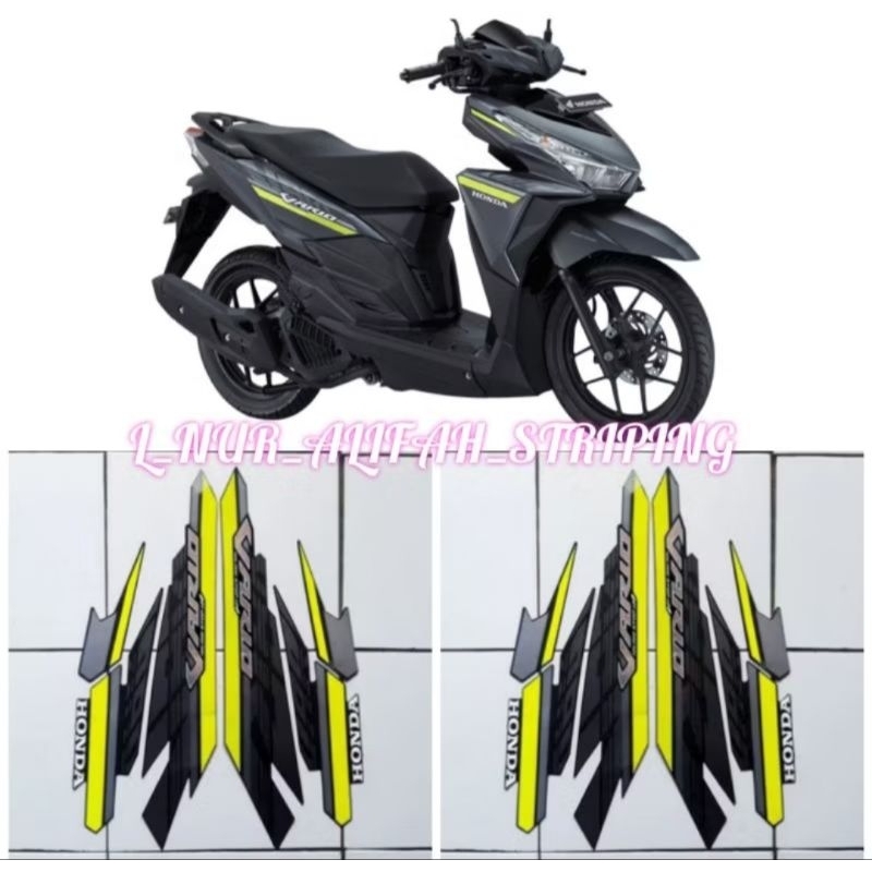 Stiker Striping Lis Les Body Motor Honda Vario 125 LED 2017 BERKUALITAS Warna Abu Kuning
