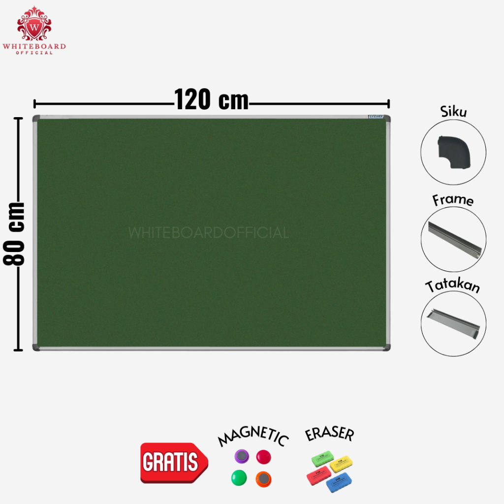 

SAKANA Papan Tulis Greenboard Magnet 80x120cm Gantung / Chalkboard / Papan Board / Papan Cafe