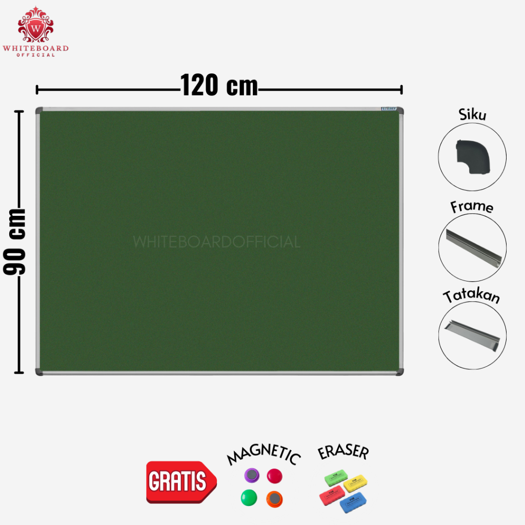

SAKANA Papan Tulis Greenboard Magnet 90x120cm Gantung / Chalkboard / Papan Board / Papan Cafe