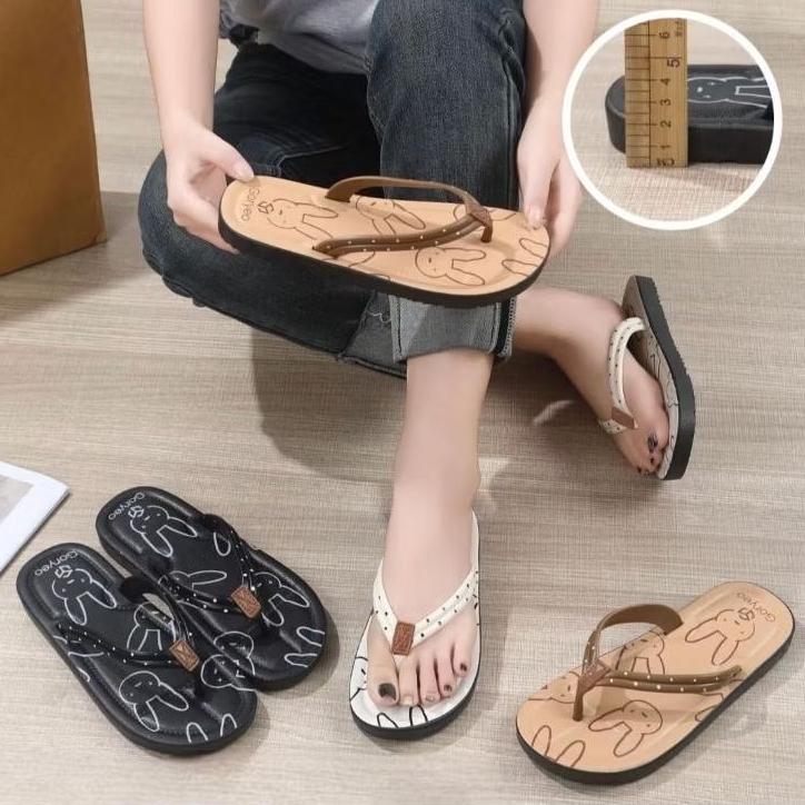 Sandal Jepit Karet Jelly Wanita Korean Style Empuk Kekinian Sandal Cewek Dewasa Simpel Elegan Lucu A