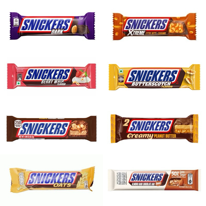 

Snickers Dark XTreme Berry Whip Butterscotch Creamy Peanut Butter Oat