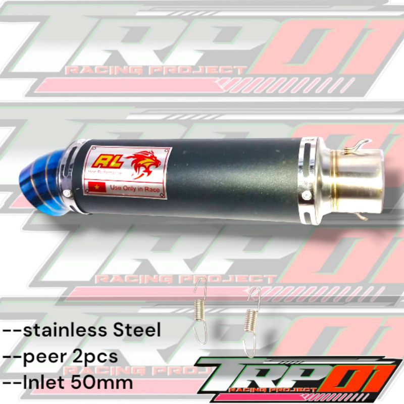 Silincer knalpot RL RedLeo Black Doff/silincer RedLeo cloating inlet 50/51mm untuk semua jenis motor