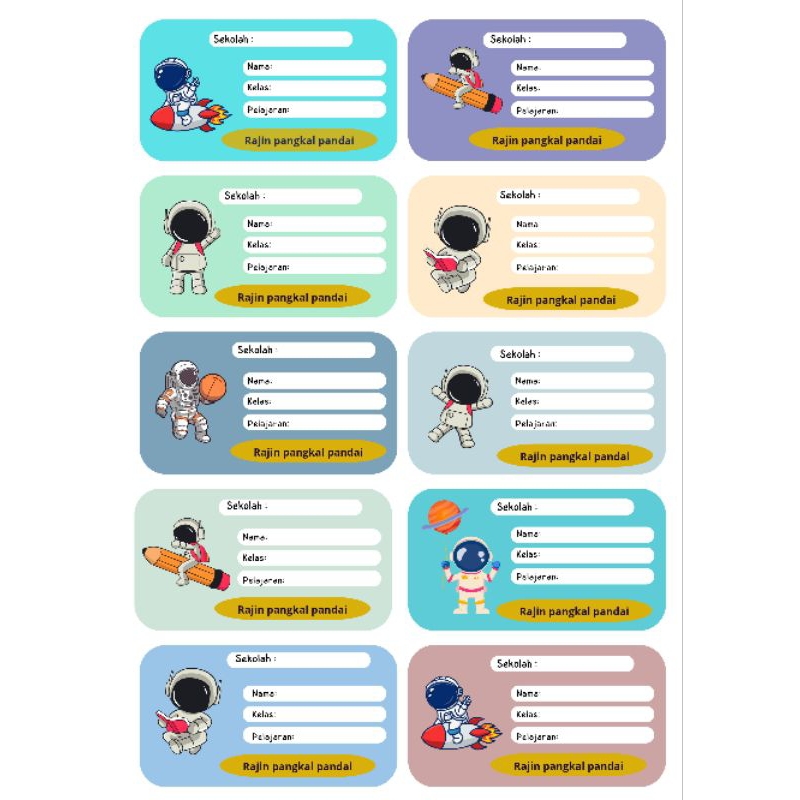 

Label Stiker Buku isi 10 pcs Anak Sekolah gambar astronot