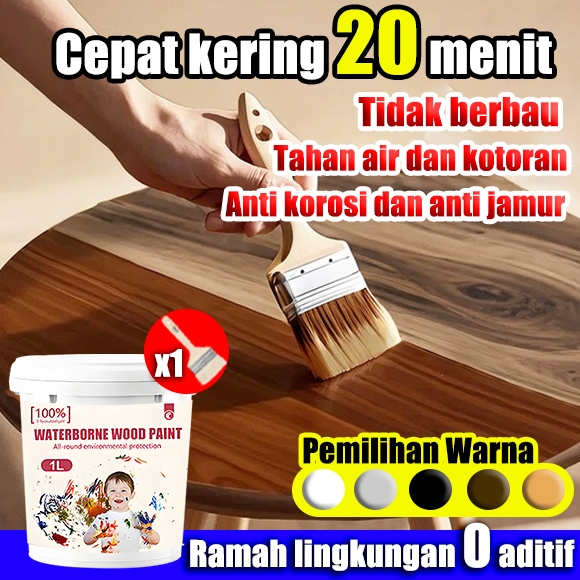 【cepat kering 20 menit】cat tembok luar 500g Alat kuas gratis Cat Minyak Kayu Besi Tembok Interior Ex